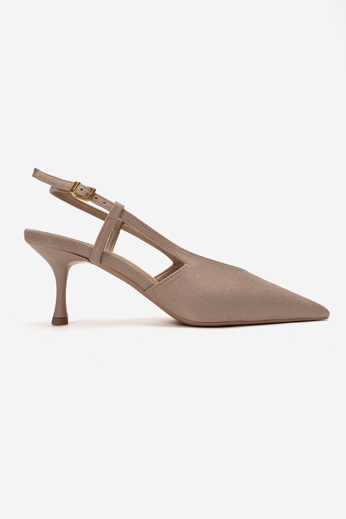 Irena - Beige Suede Backless Pointed Toe Stiletto Pump, Genuine Leather (Women)