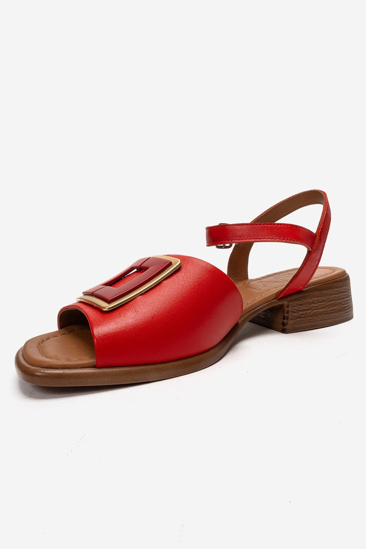 Svelte - Red Genuine Leather Buckled Sandal (Women)