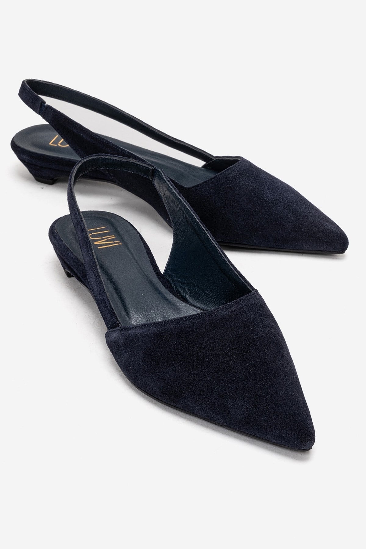BERLINA - Navy Genuine Leather Low Block Heel Shoe (Women)