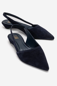 BERLINA - Navy Genuine Leather Low Block Heel Shoe (Women)