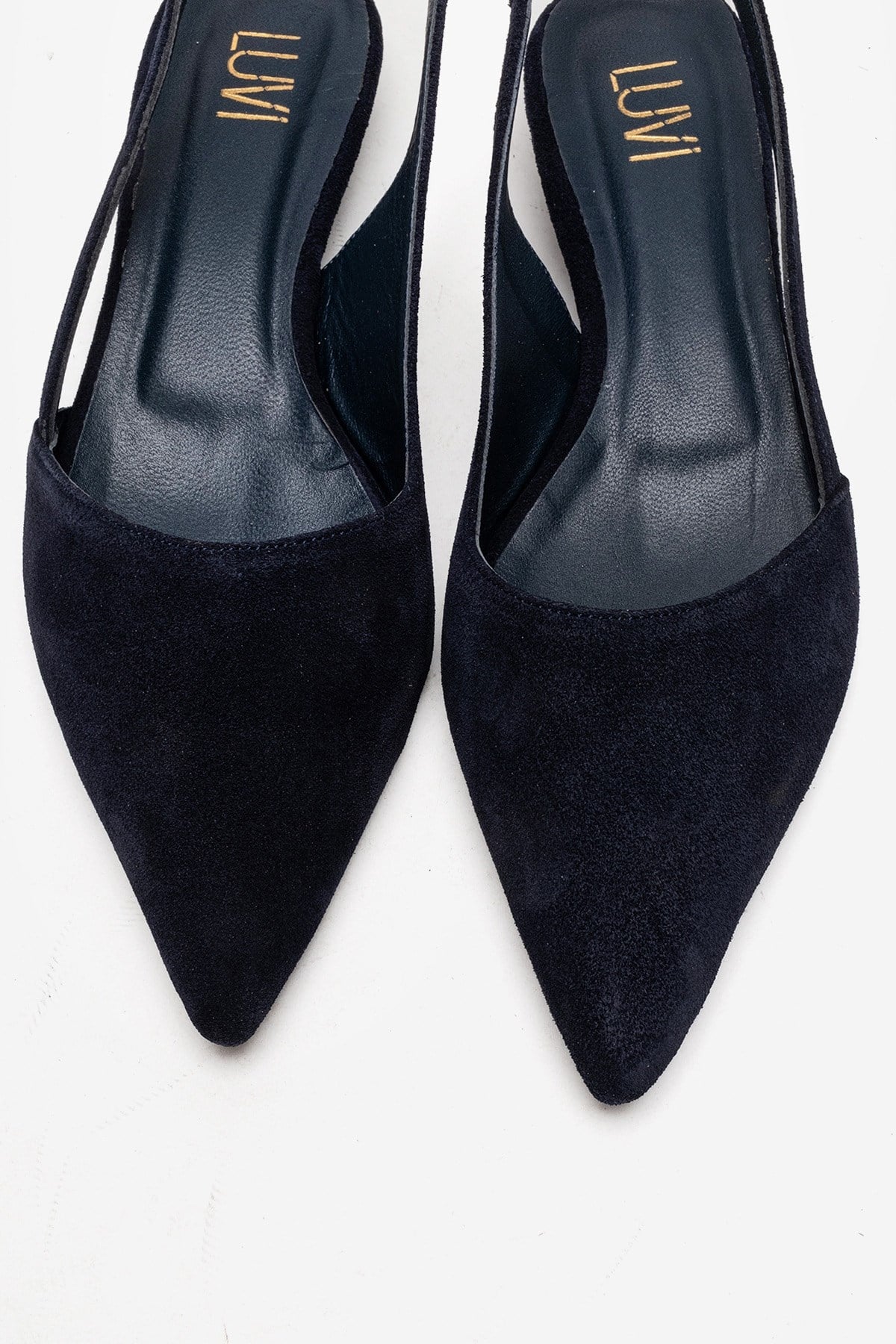 BERLINA - Navy Genuine Leather Low Block Heel Shoe (Women)