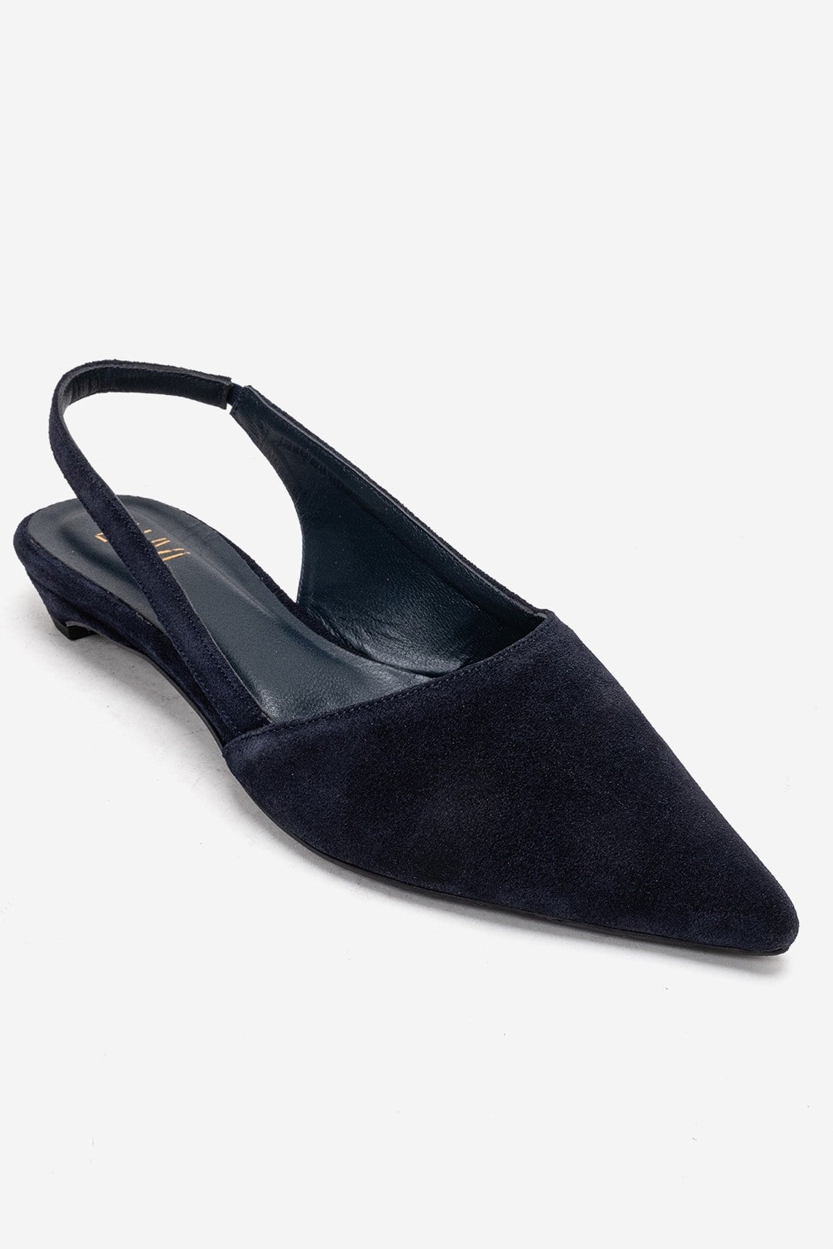 BERLINA - Navy Genuine Leather Low Block Heel Shoe (Women)