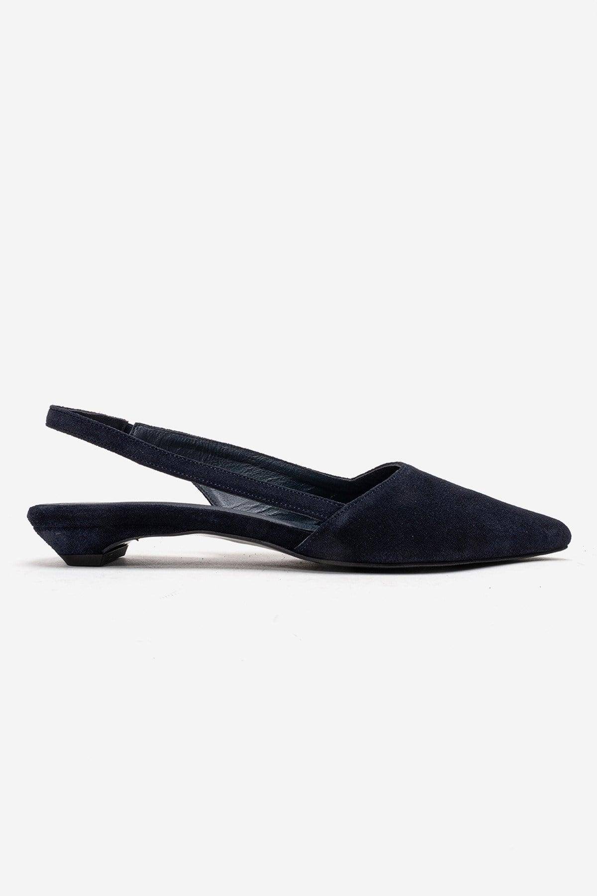 BERLINA - Navy Genuine Leather Low Block Heel Shoe (Women)