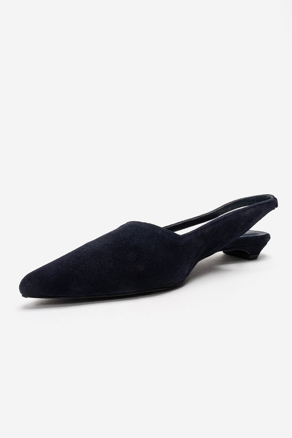 BERLINA - Navy Genuine Leather Low Block Heel Shoe (Women)