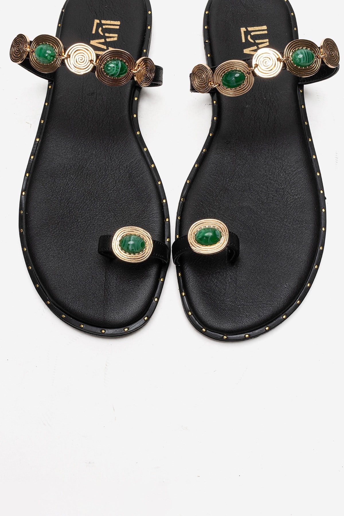 MARTINEZ - Black Genuine Leather Thong Sandal (Women)