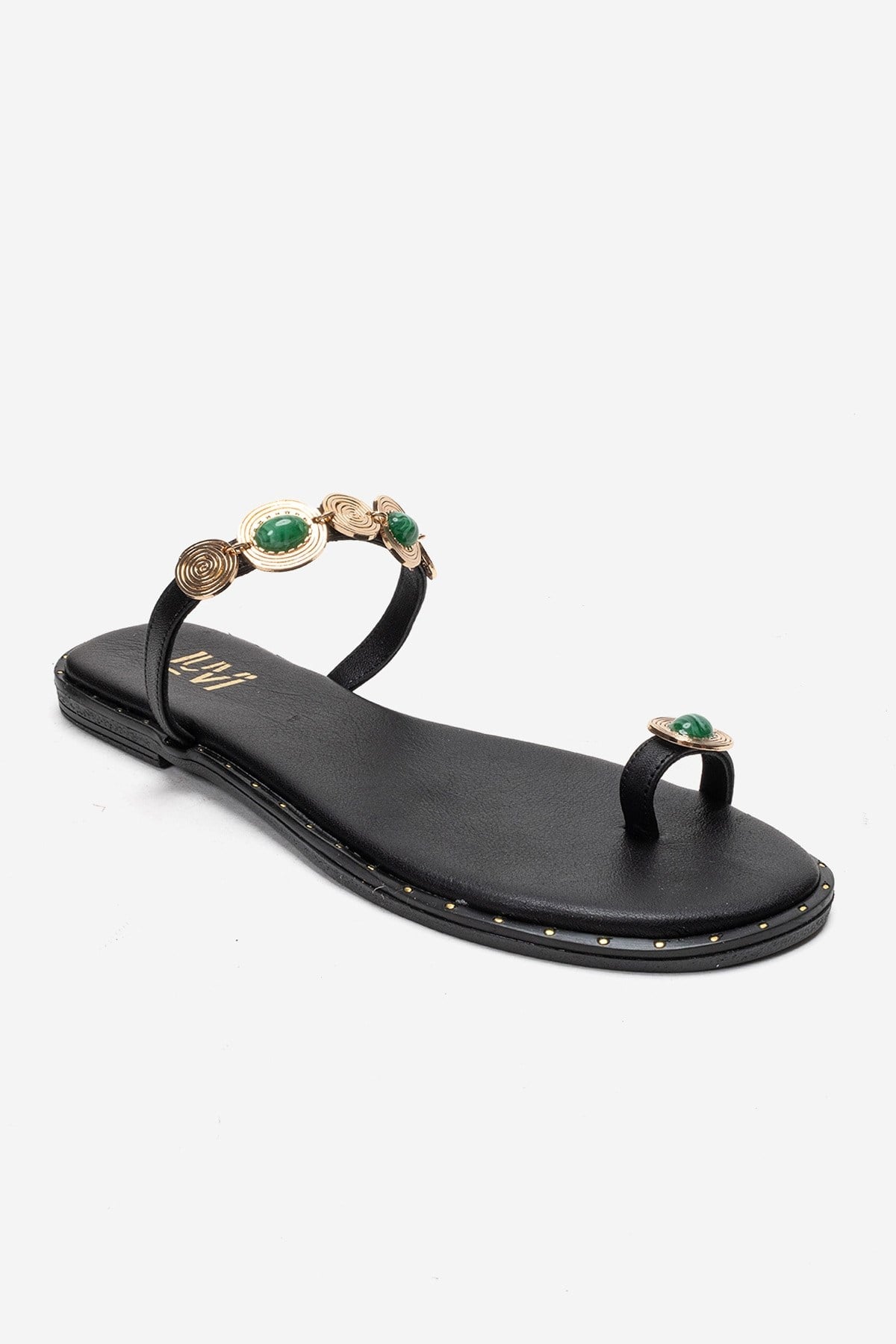 MARTINEZ - Black Genuine Leather Thong Sandal (Women)