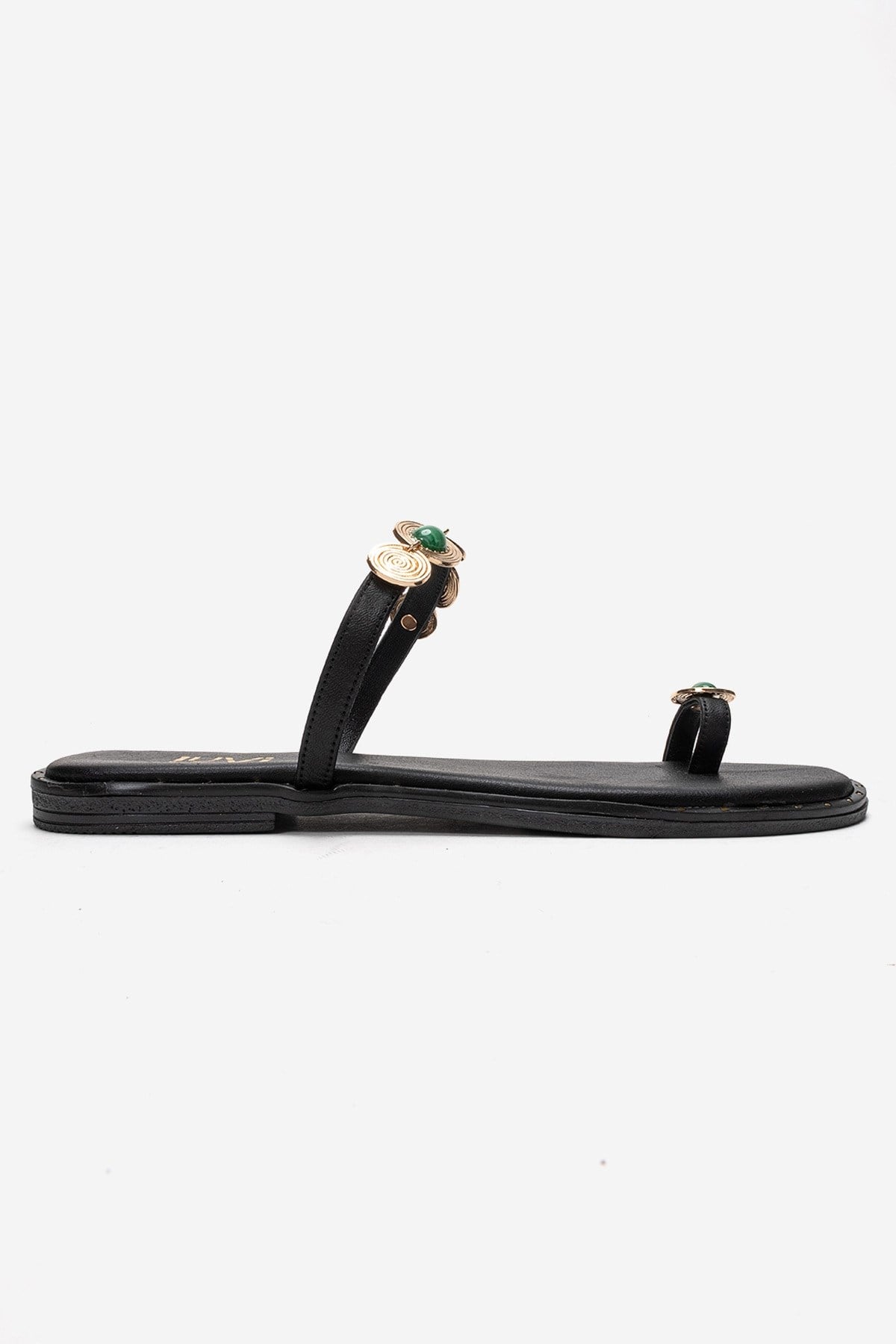MARTINEZ - Black Genuine Leather Thong Sandal (Women)