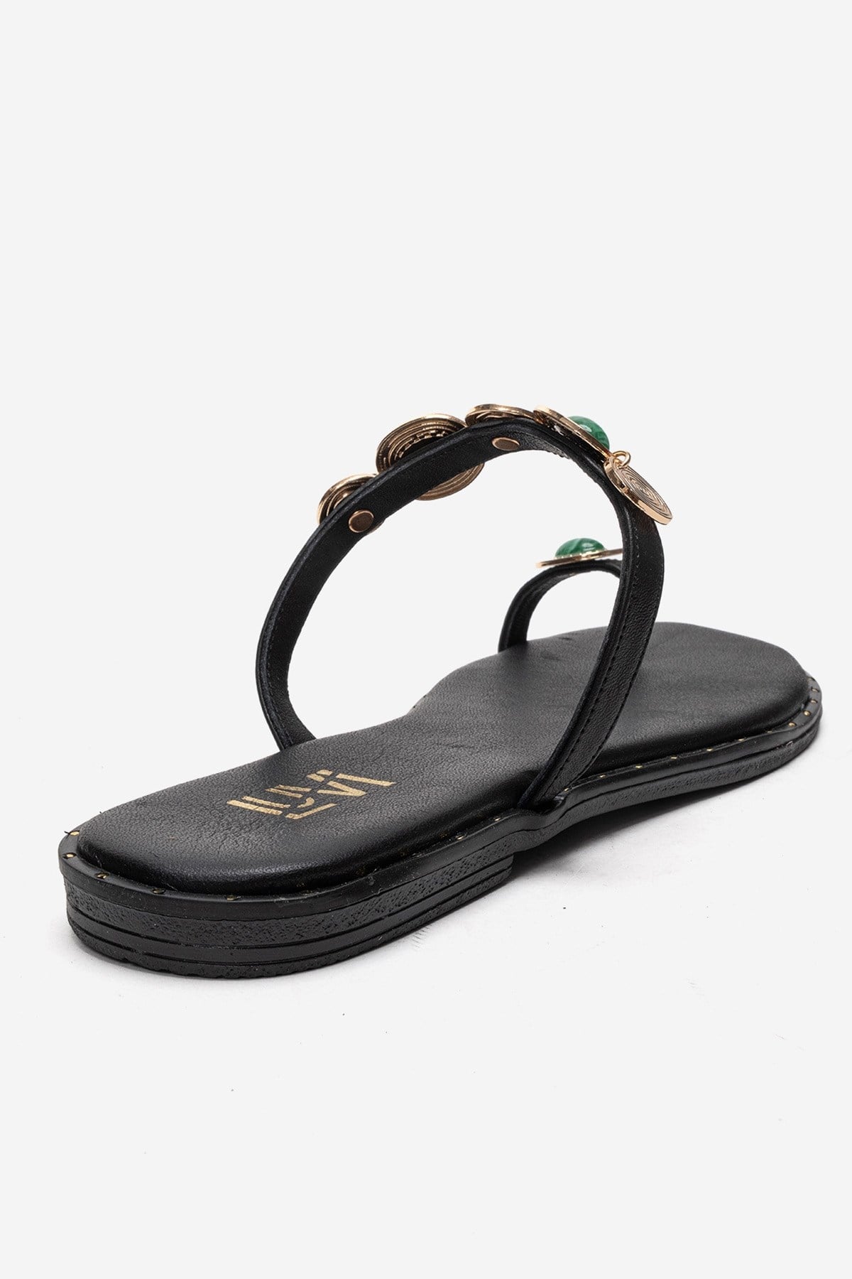 MARTINEZ - Black Genuine Leather Thong Sandal (Women)