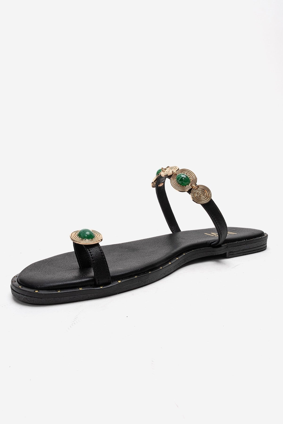 MARTINEZ - Black Genuine Leather Thong Sandal (Women)