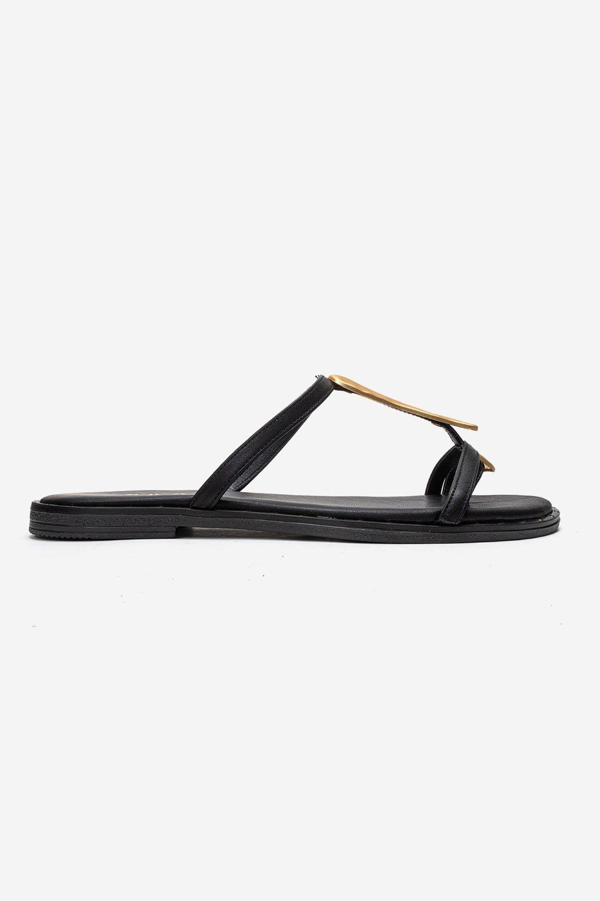 TESSA - Black Genuine Leather Thong Sandal (Women)