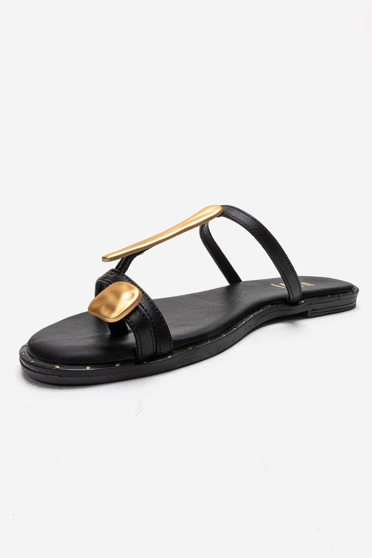 TESSA - Black Genuine Leather Thong Sandal (Women)
