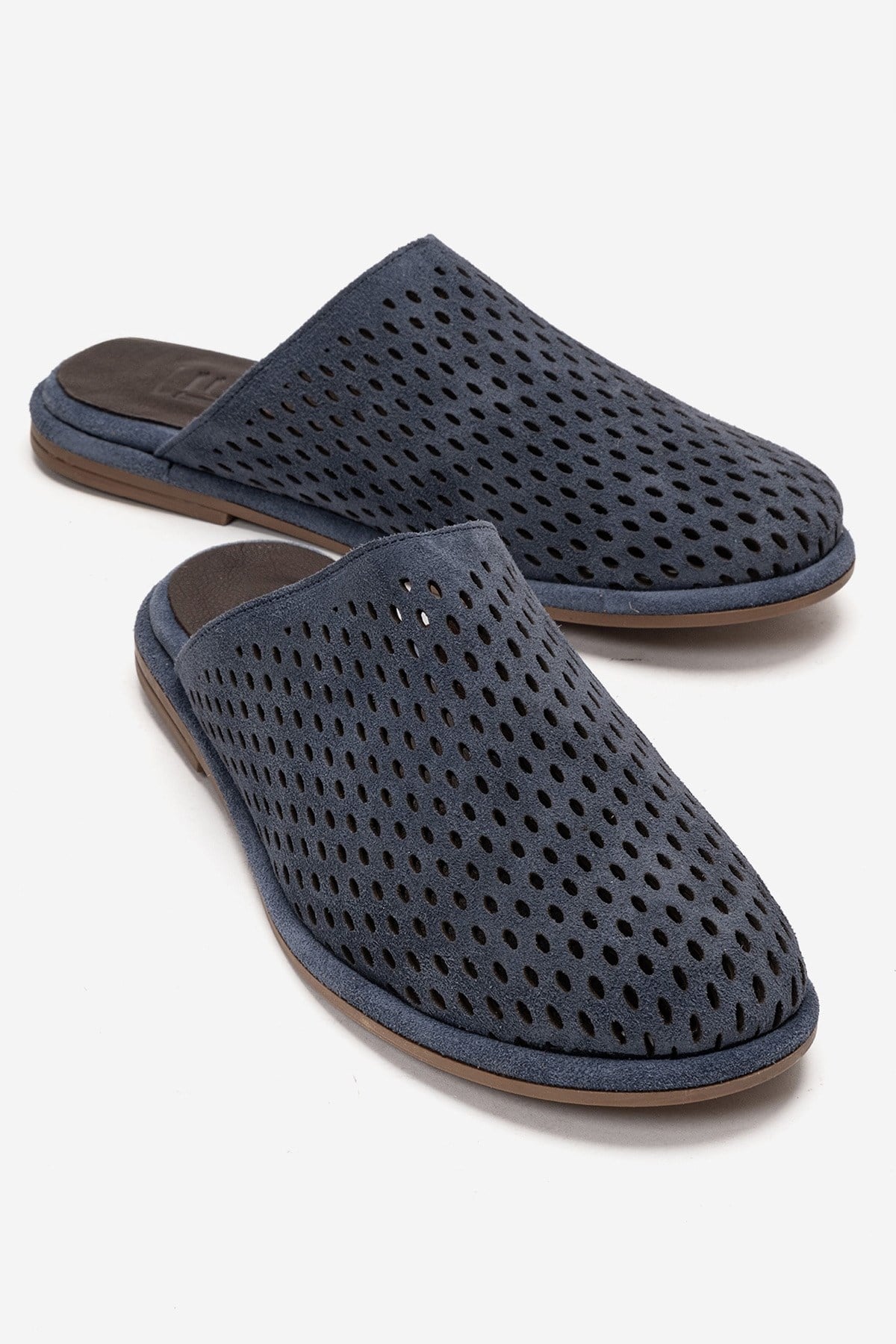 Melara - Navy Genuine Leather Closed-Toe Slide (Women)