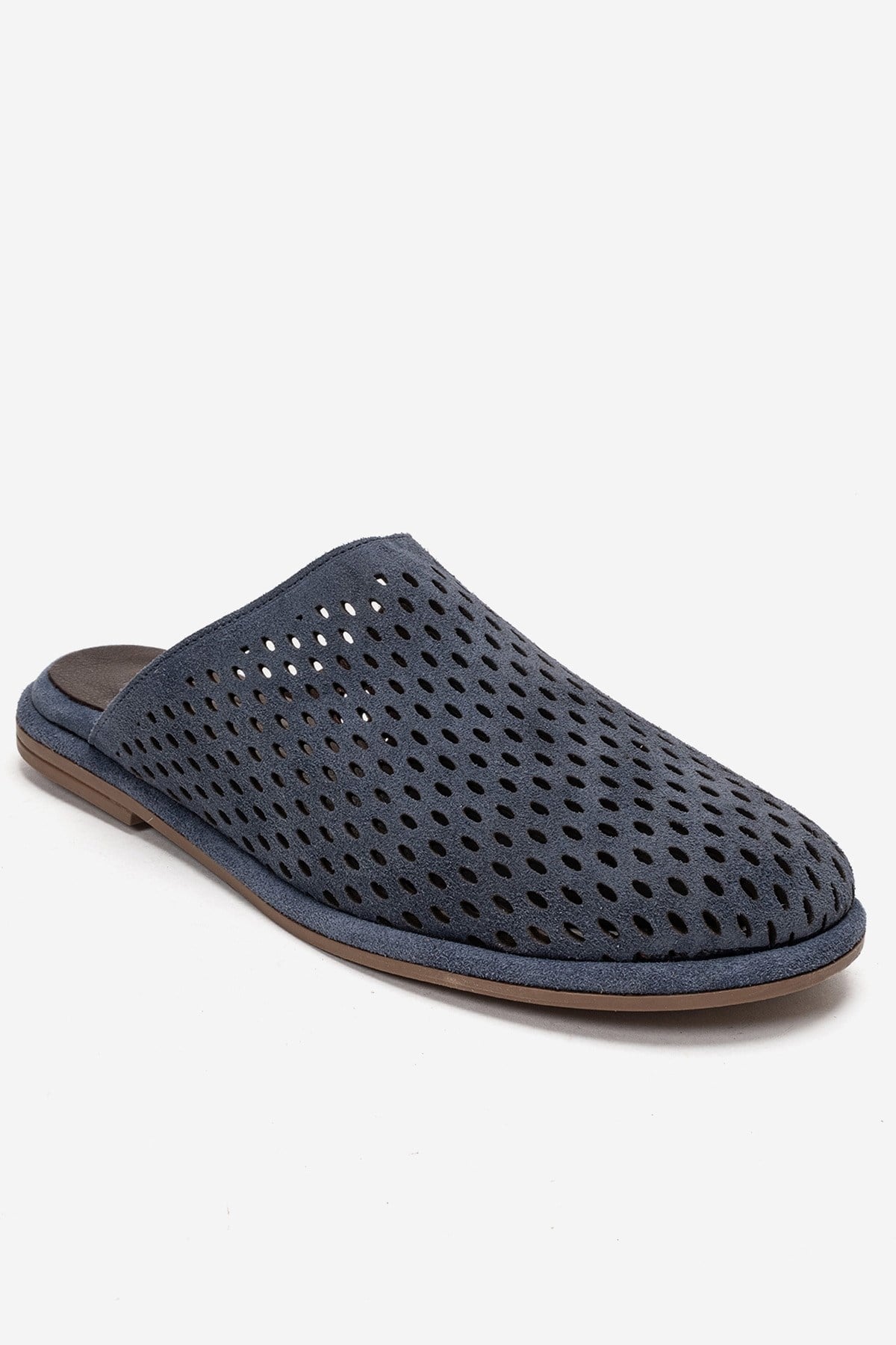Melara - Navy Genuine Leather Closed-Toe Slide (Women)