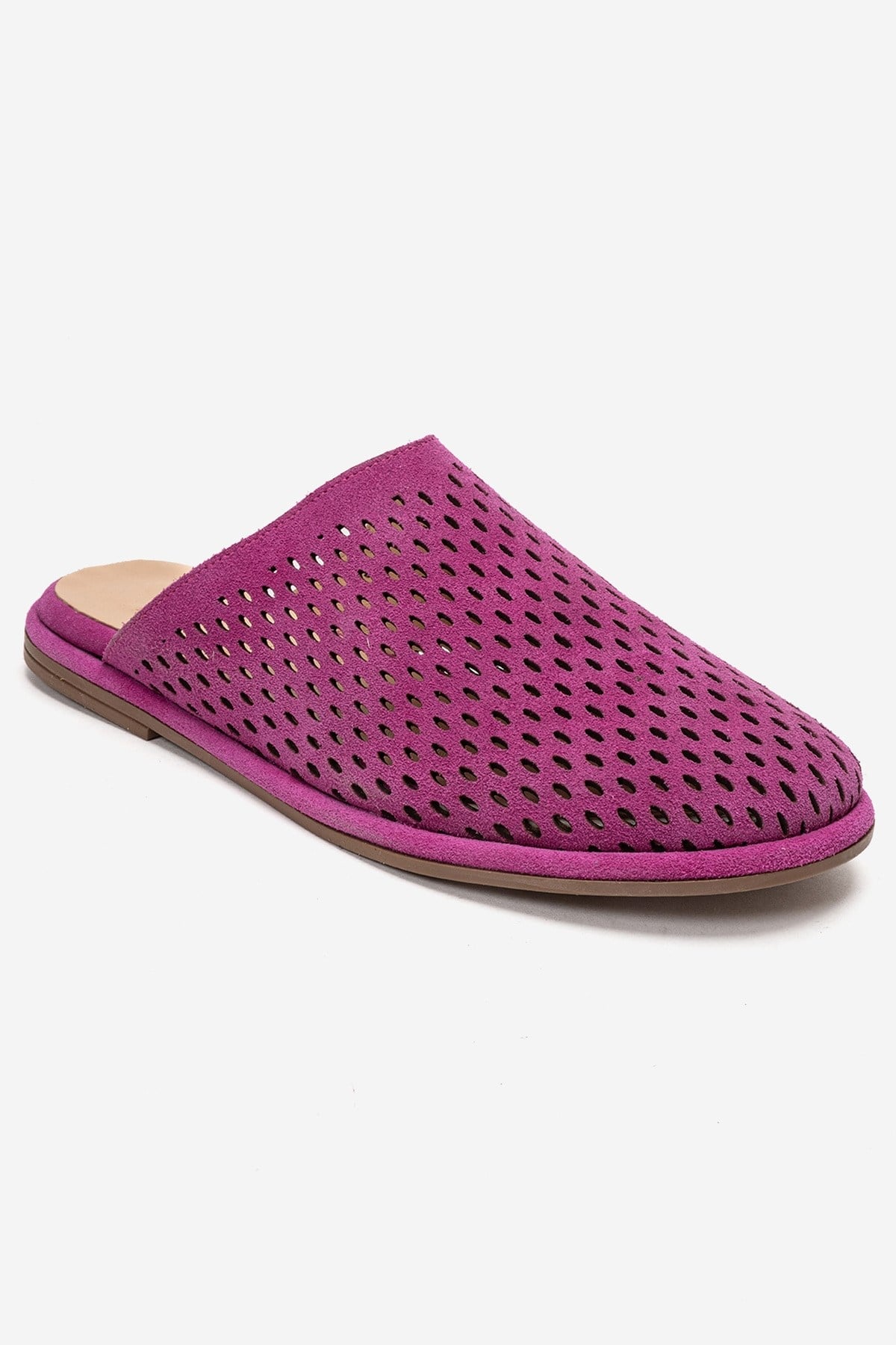 Melara - Fuchsia Genuine Leather (Suede) Perforated Closed-Toe Slide (Women)