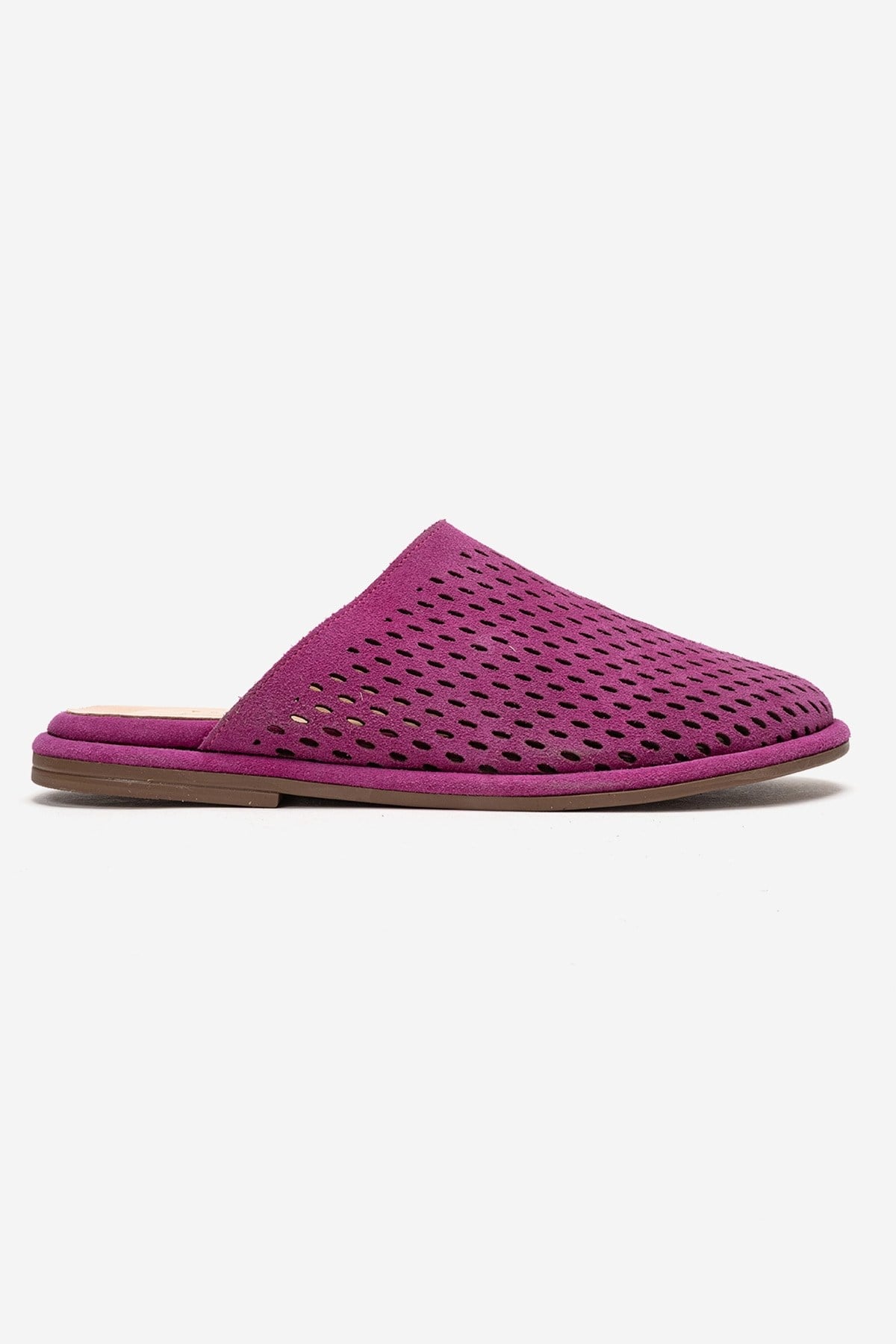Melara - Fuchsia Genuine Leather (Suede) Perforated Closed-Toe Slide (Women)
