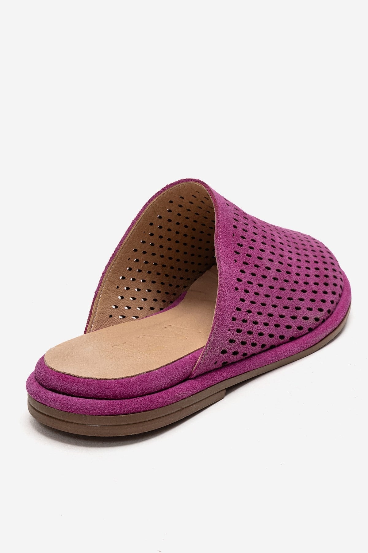 Melara - Fuchsia Genuine Leather (Suede) Perforated Closed-Toe Slide (Women)