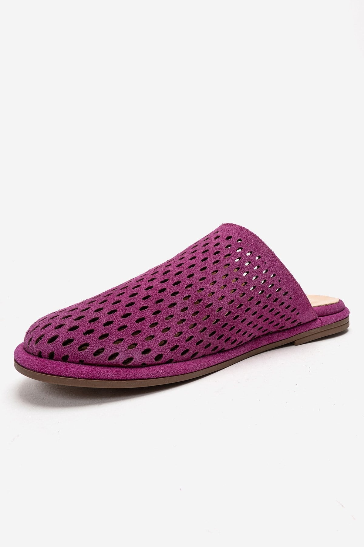 Melara - Fuchsia Genuine Leather (Suede) Perforated Closed-Toe Slide (Women)