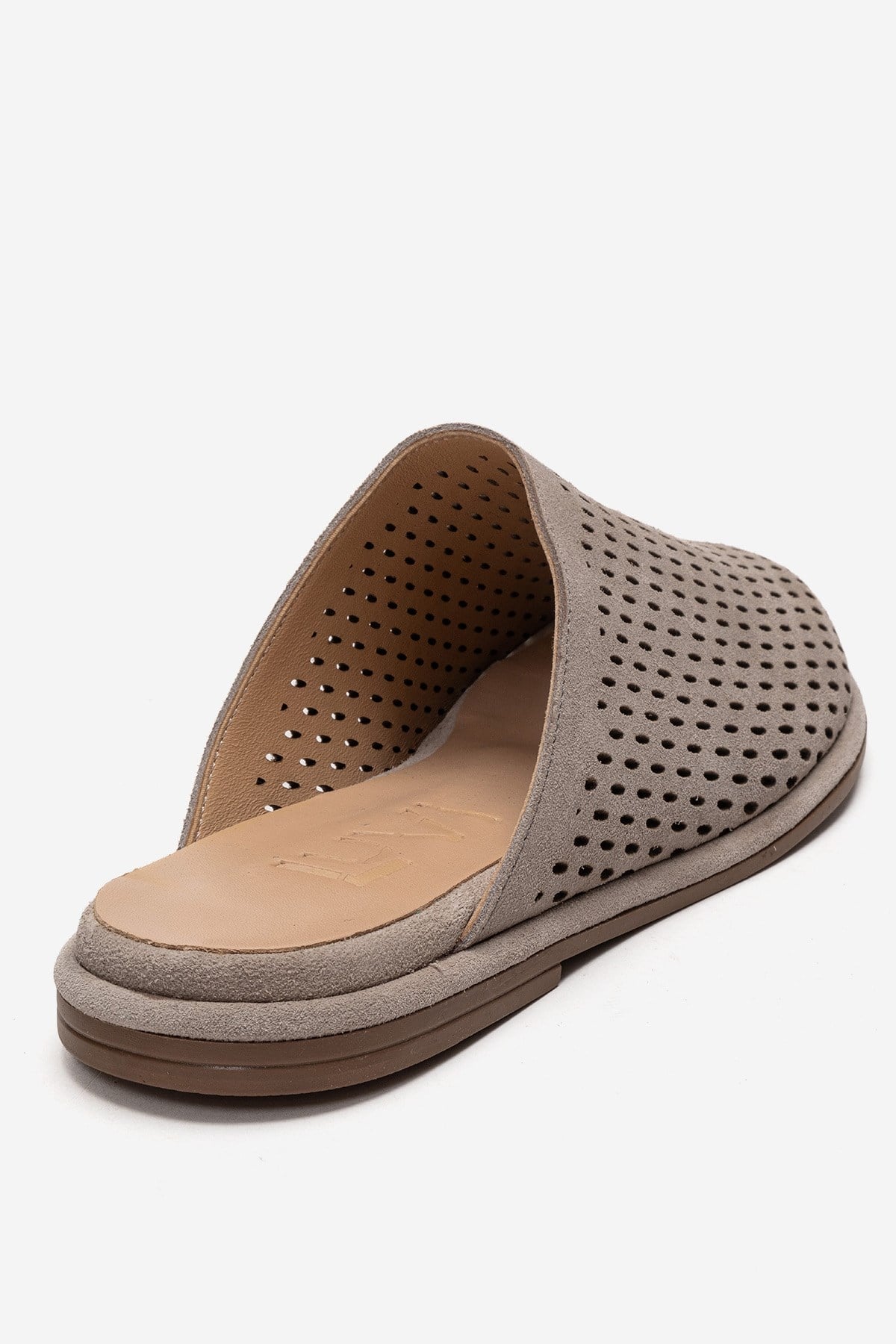 Melara - Beige Genuine Leather (Suede) Perforated Closed-Toe Slide (Women)