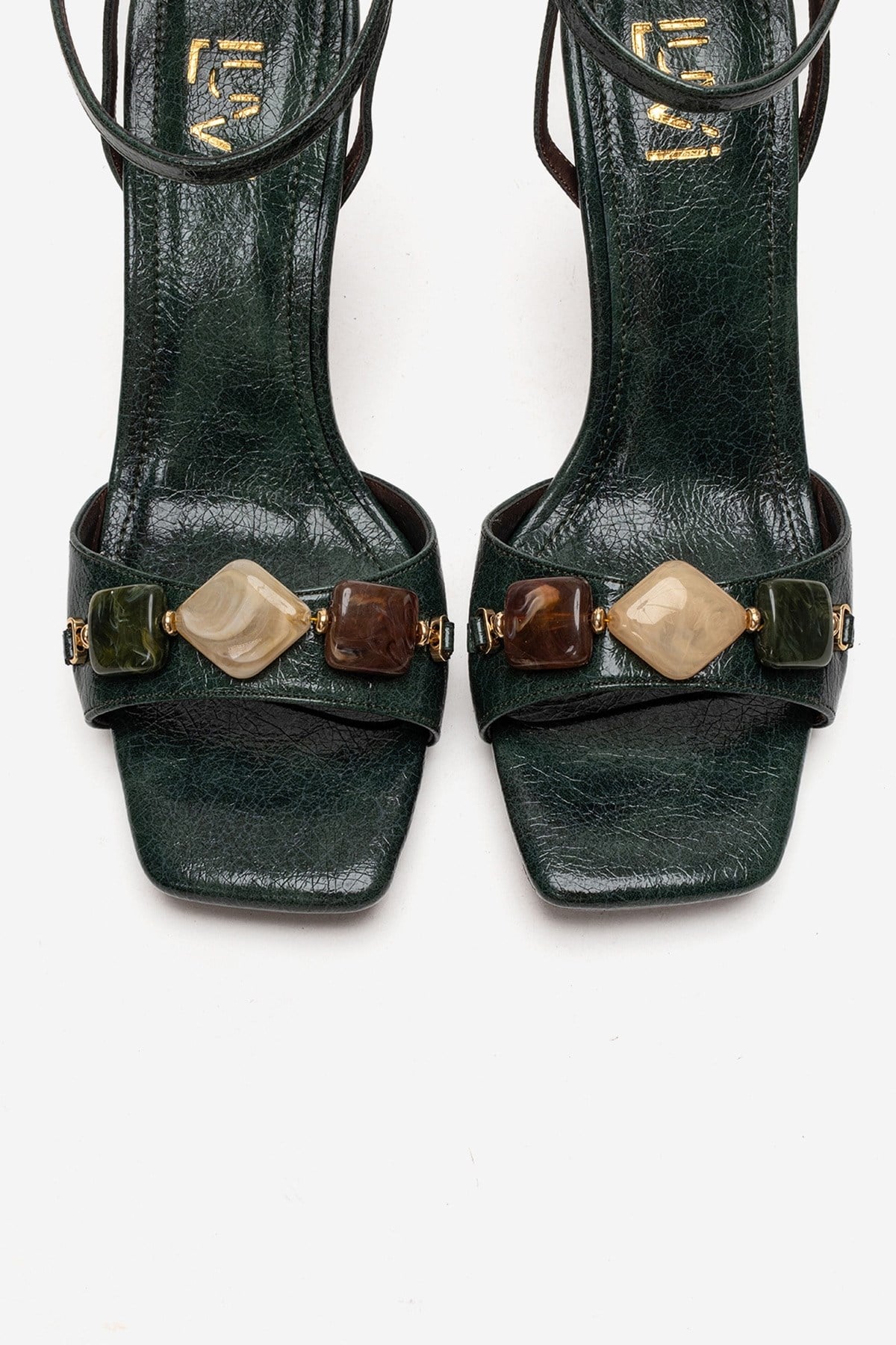 Franca - Green Genuine Leather Block Heel Sandal (Women)