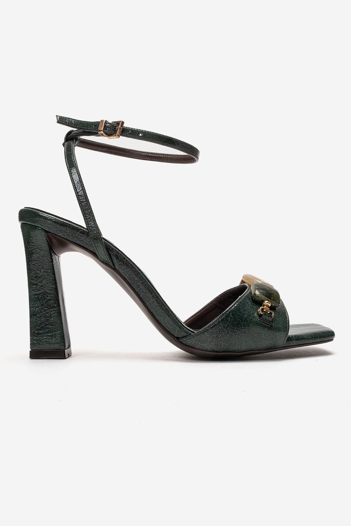 Franca - Green Genuine Leather Block Heel Sandal (Women)