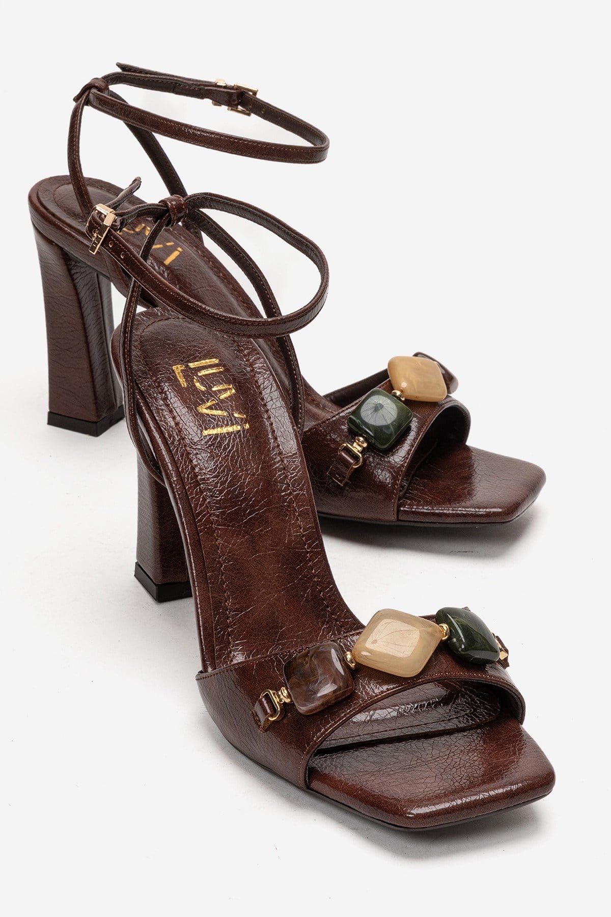 Franca - Brown Genuine Leather Block Heel Sandal (Women)