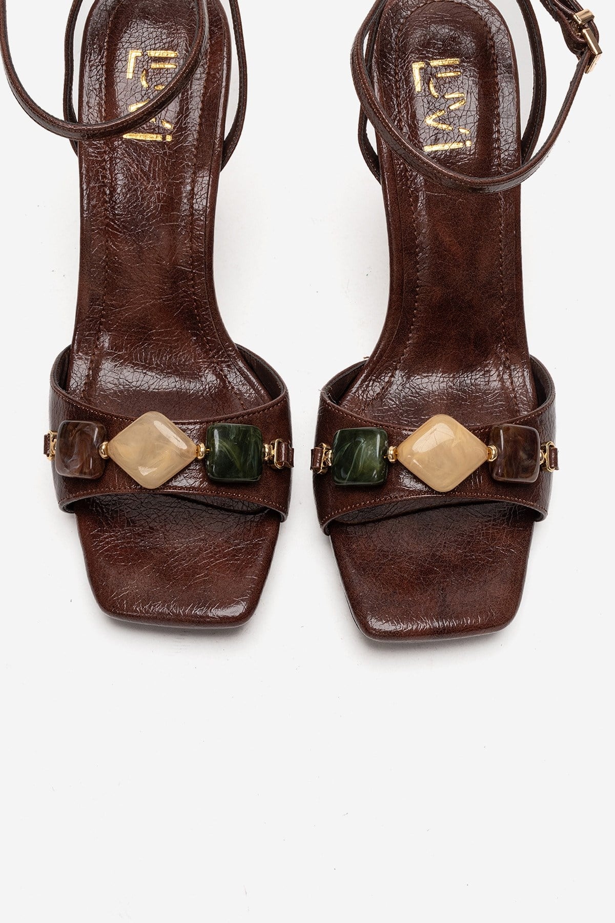 Franca - Brown Genuine Leather Block Heel Sandal (Women)