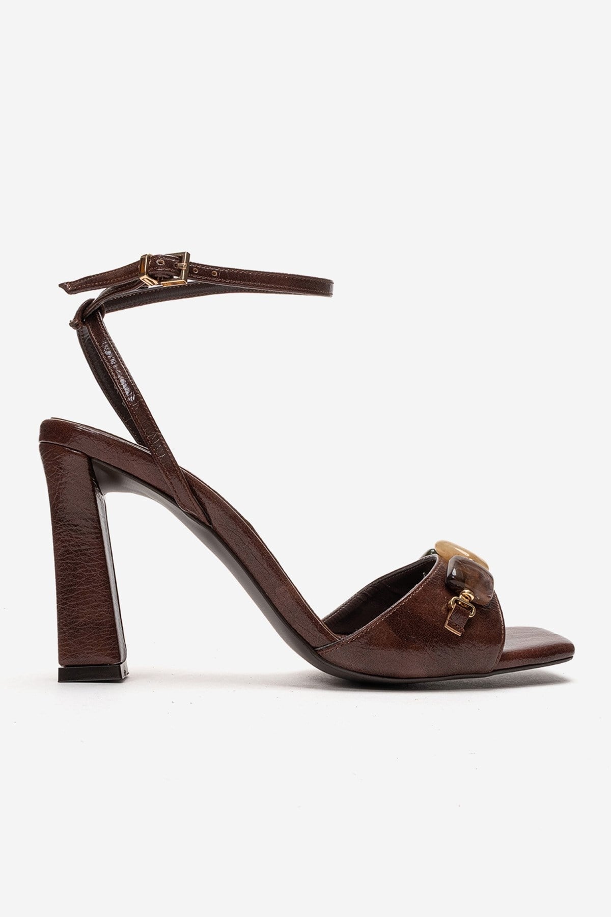 Franca - Brown Genuine Leather Block Heel Sandal (Women)