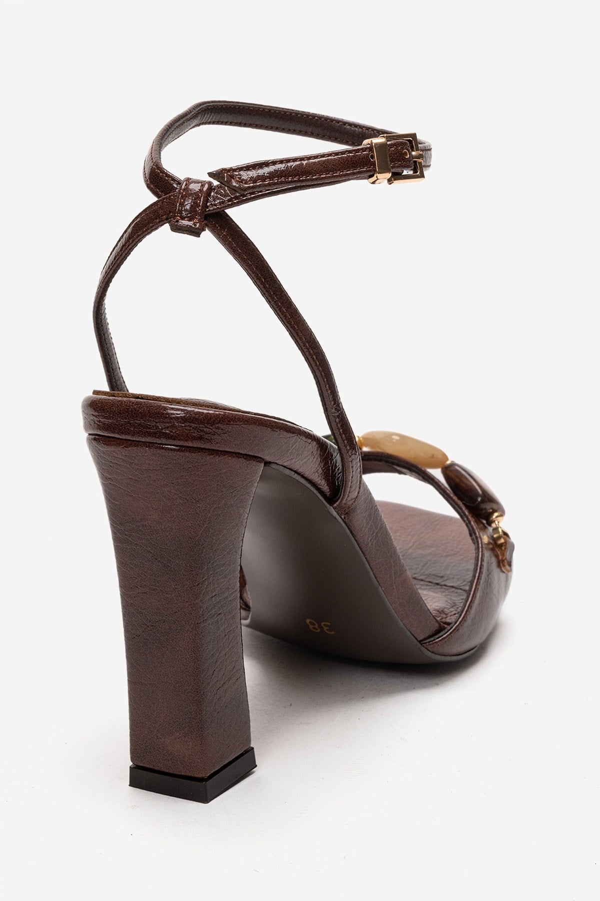 Franca - Brown Genuine Leather Block Heel Sandal (Women)
