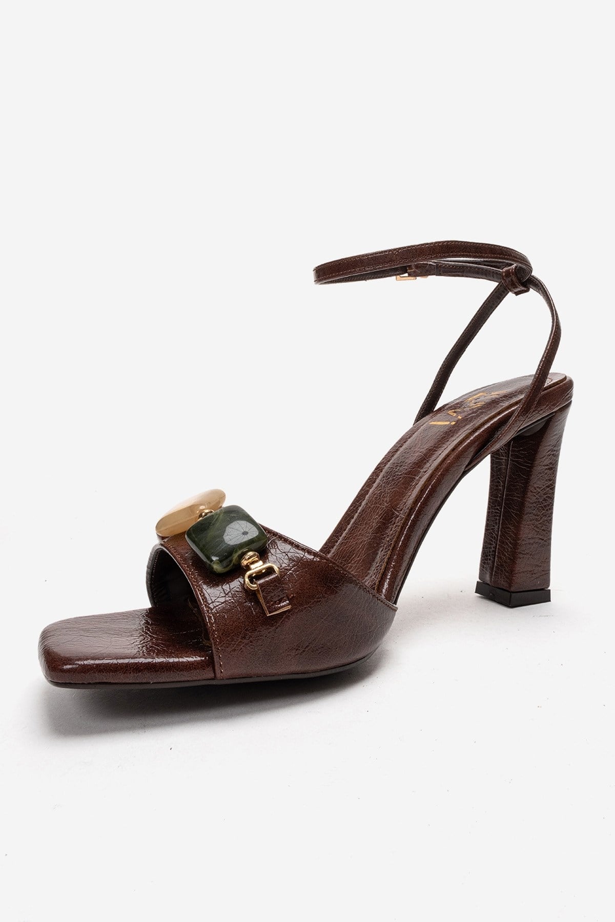 Franca - Brown Genuine Leather Block Heel Sandal (Women)