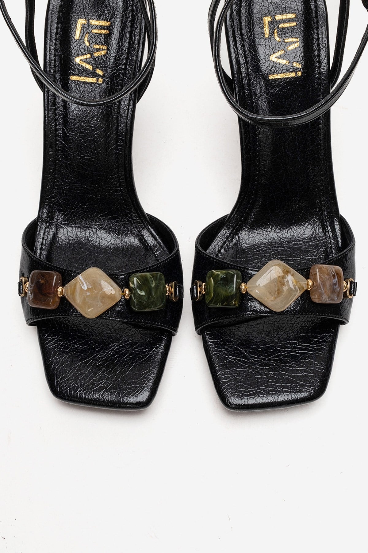 Franca - Black Genuine Leather Block Heel Sandal (Women)