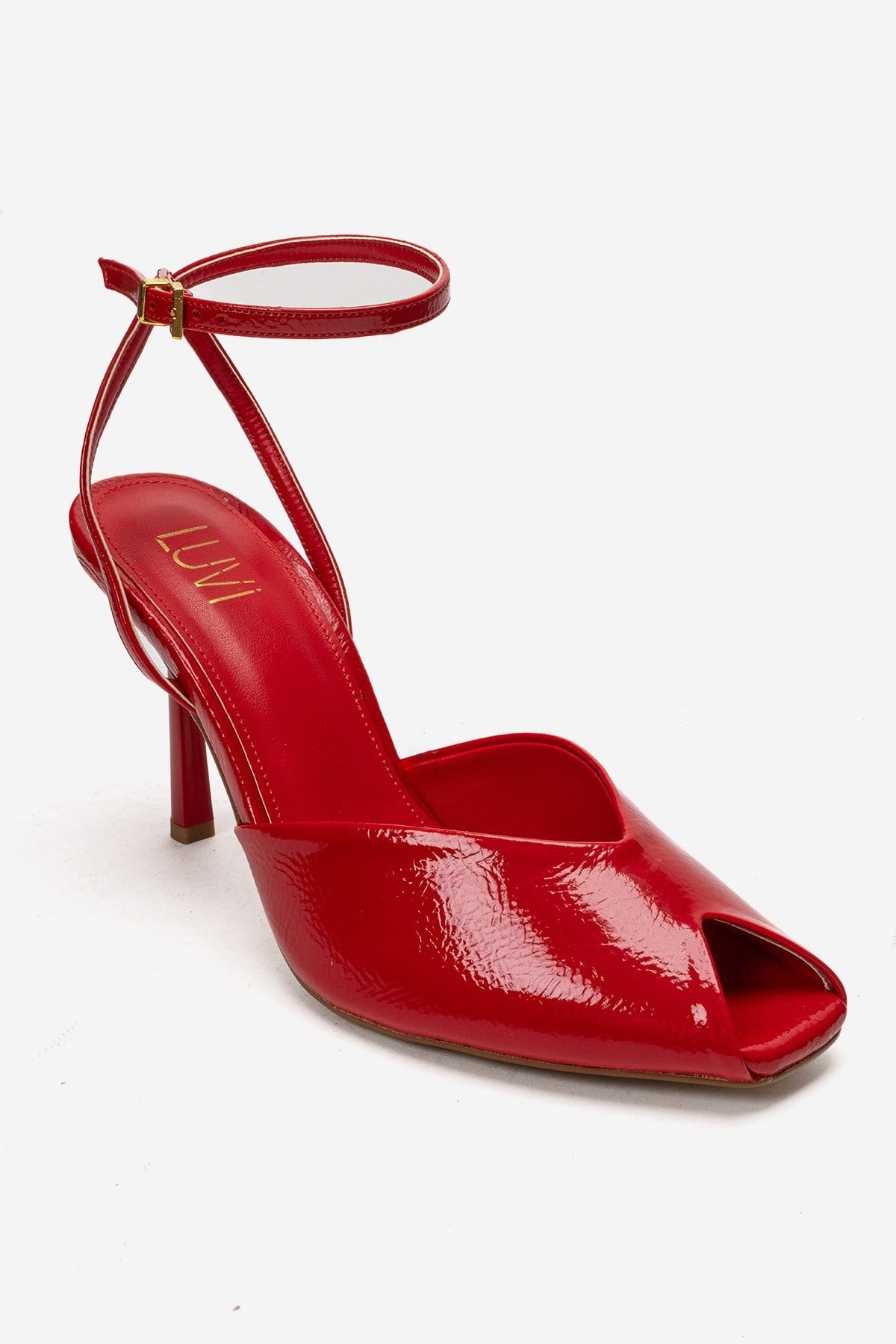 SLATE - Red Genuine Leather Ankle-Strap Stiletto Pump (Women)