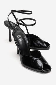 SLATE - Black Genuine Leather Ankle-Strap Stiletto Pump (Women)