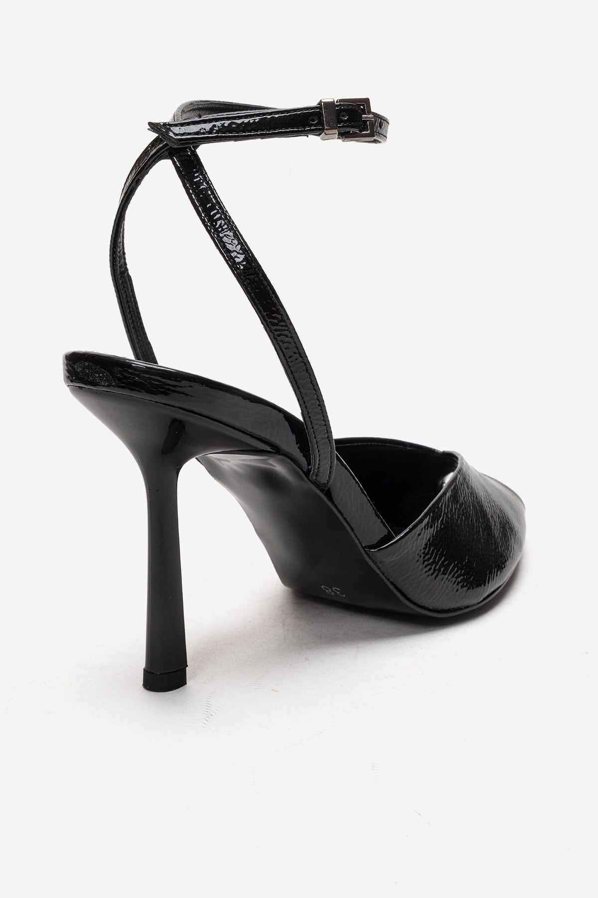 SLATE - Black Genuine Leather Ankle-Strap Stiletto Pump (Women)