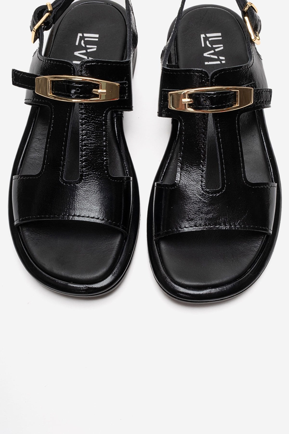 Auren - Black Genuine Leather Ankle-Strap Sandal (Women)