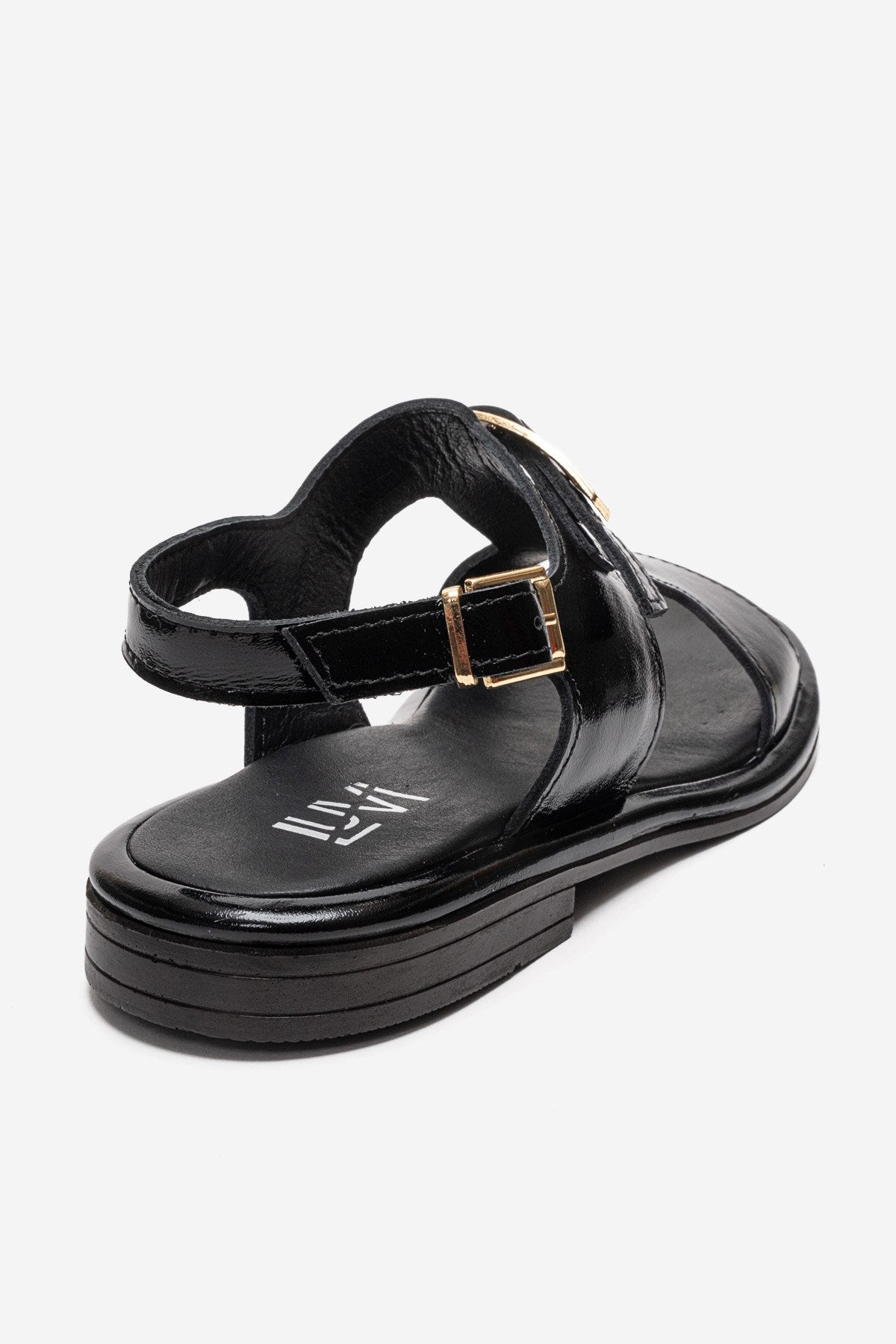 Auren - Black Genuine Leather Ankle-Strap Sandal (Women)