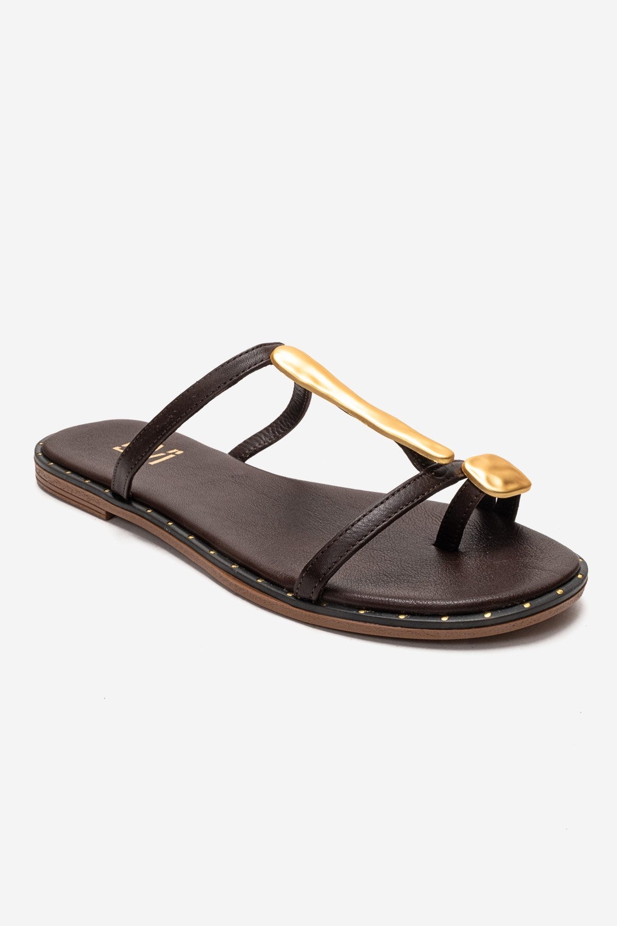 Tessa - Brown Genuine Leather Thong Sandal (Women)