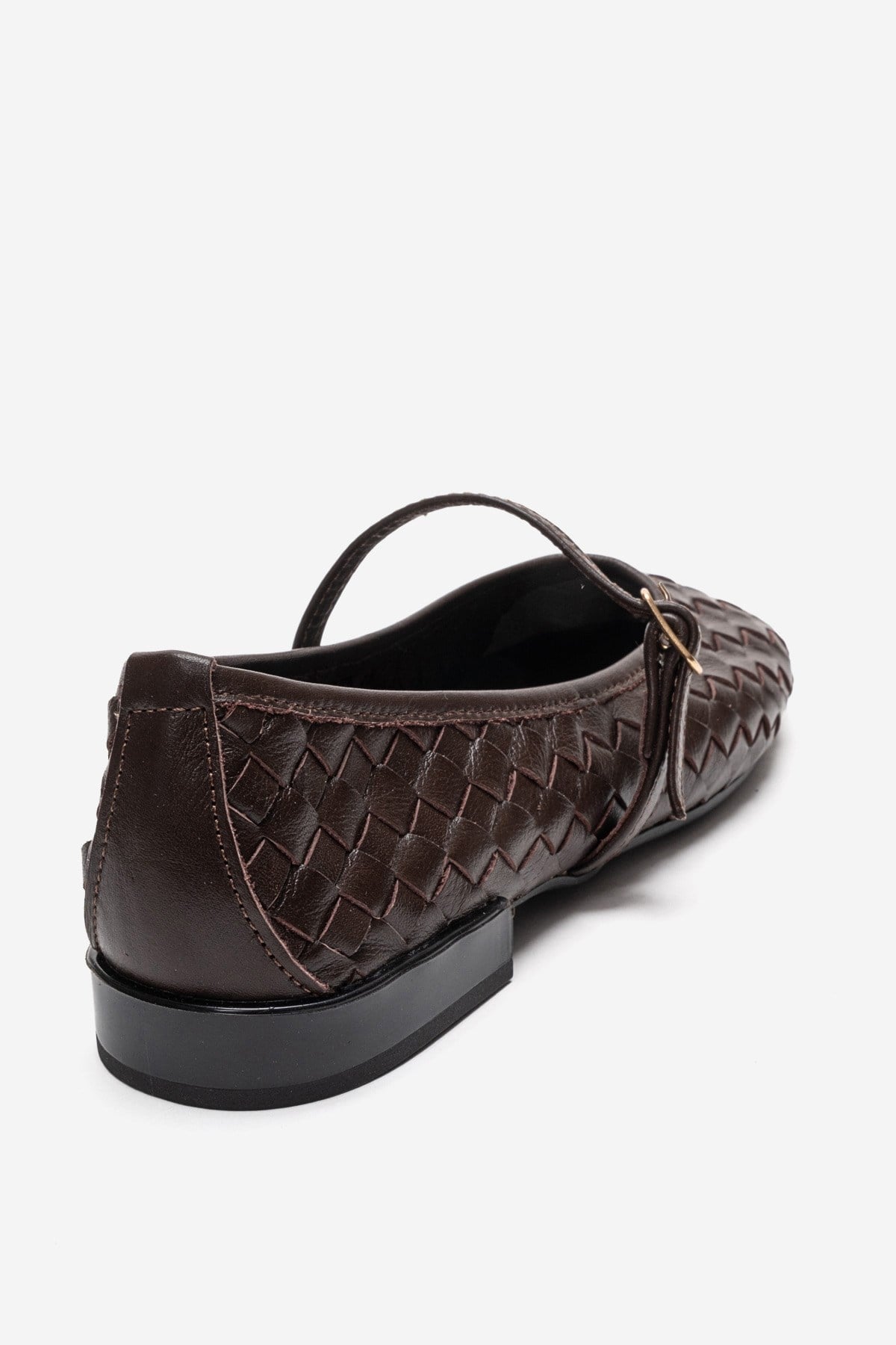Yevora - Brown Genuine Leather Woven Strap Ballet Flat (Women)