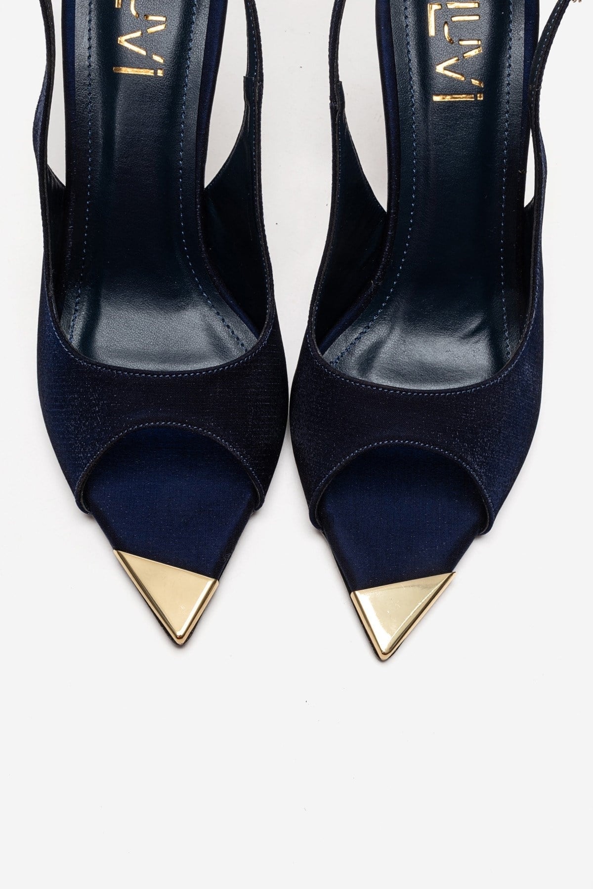 Amore - Navy Satin Sculpted Stiletto Pump (Women)