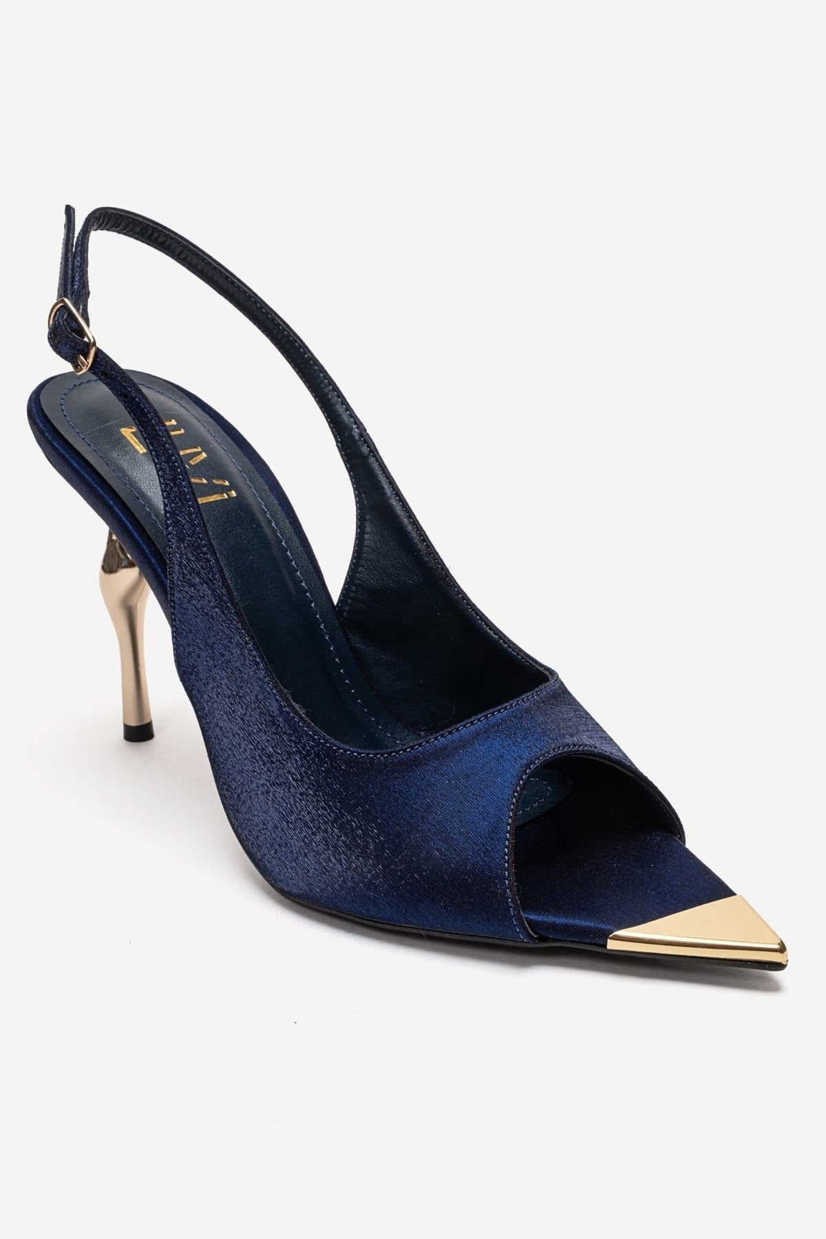 Amore - Navy Satin Sculpted Stiletto Pump (Women)
