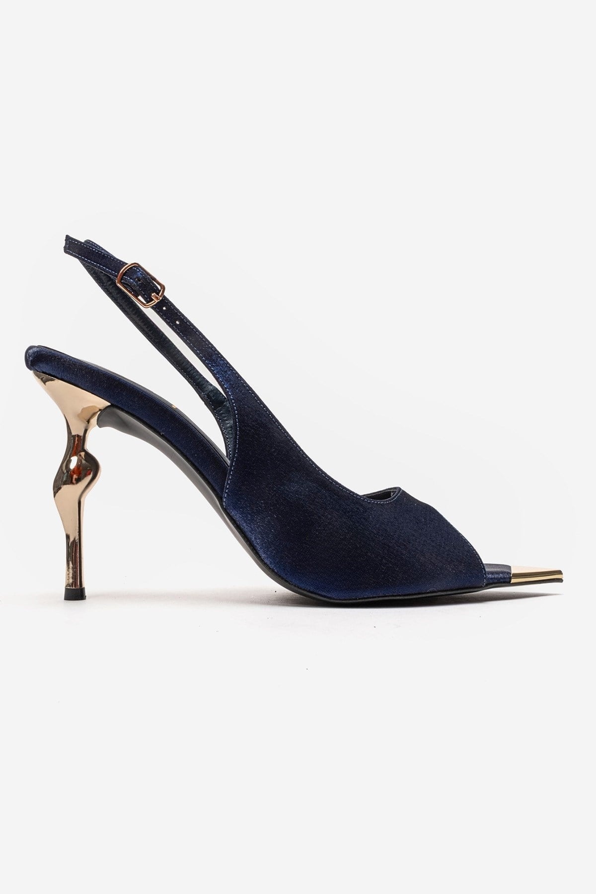 Amore - Navy Satin Sculpted Stiletto Pump (Women)