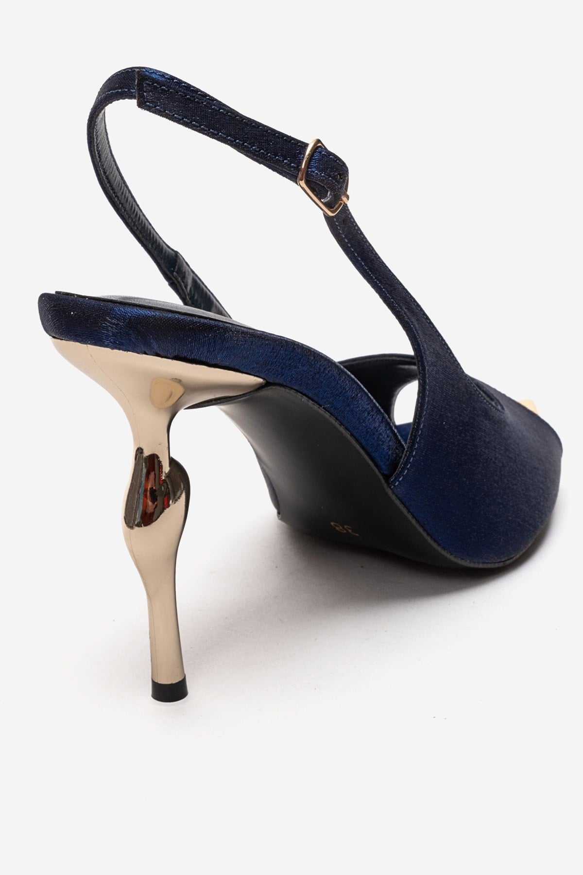 Amore - Navy Satin Sculpted Stiletto Pump (Women)