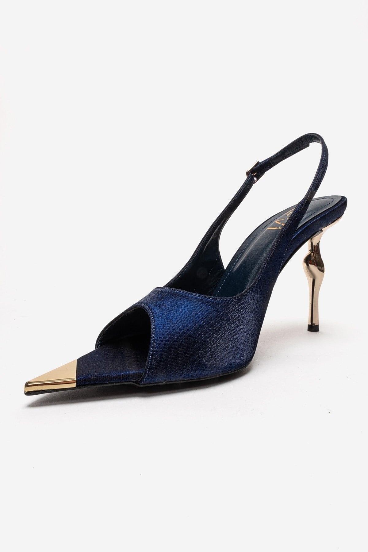 Amore - Navy Satin Sculpted Stiletto Pump (Women)