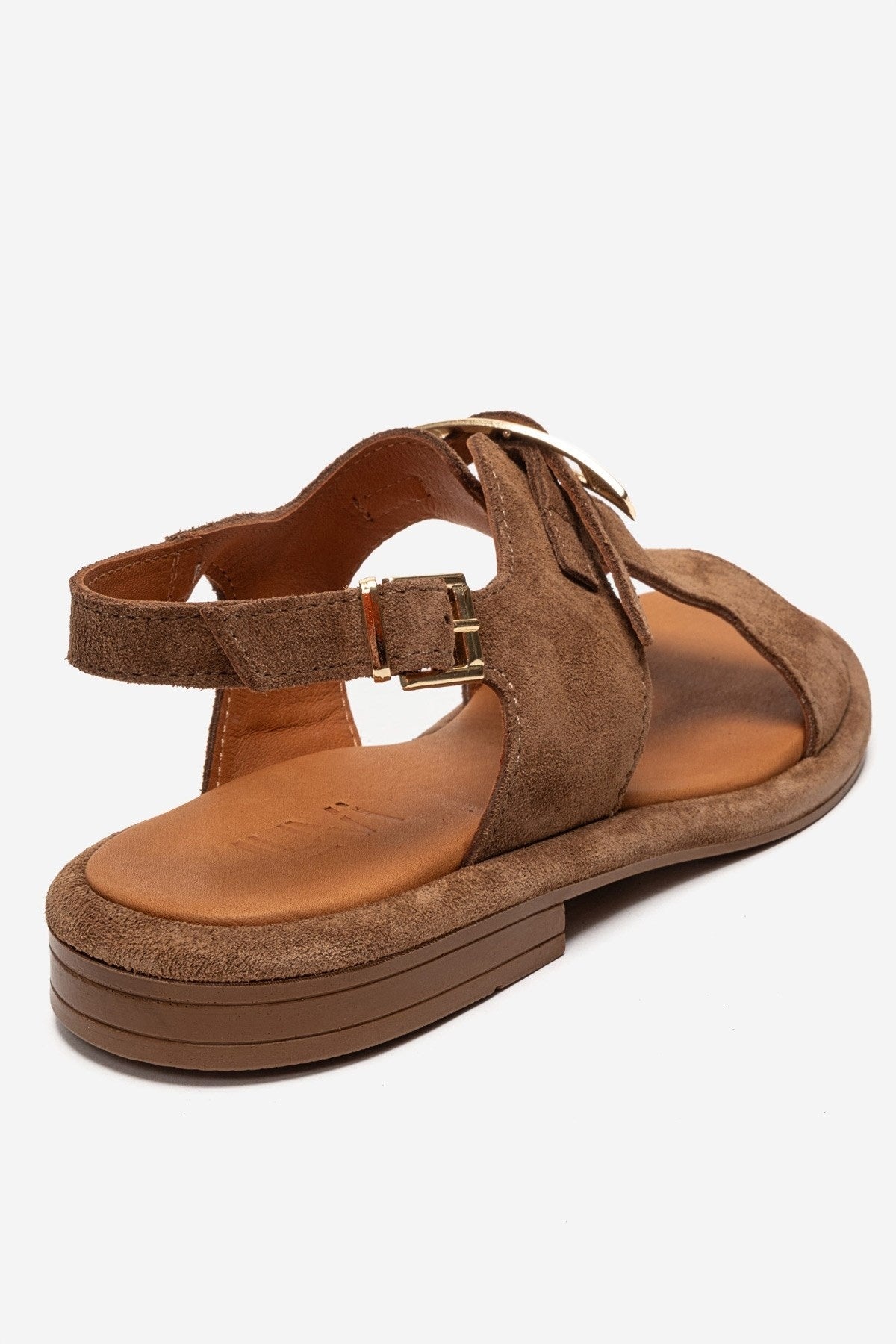 Auren - Cognac Genuine Leather Suede Buckle Sandal (Women)
