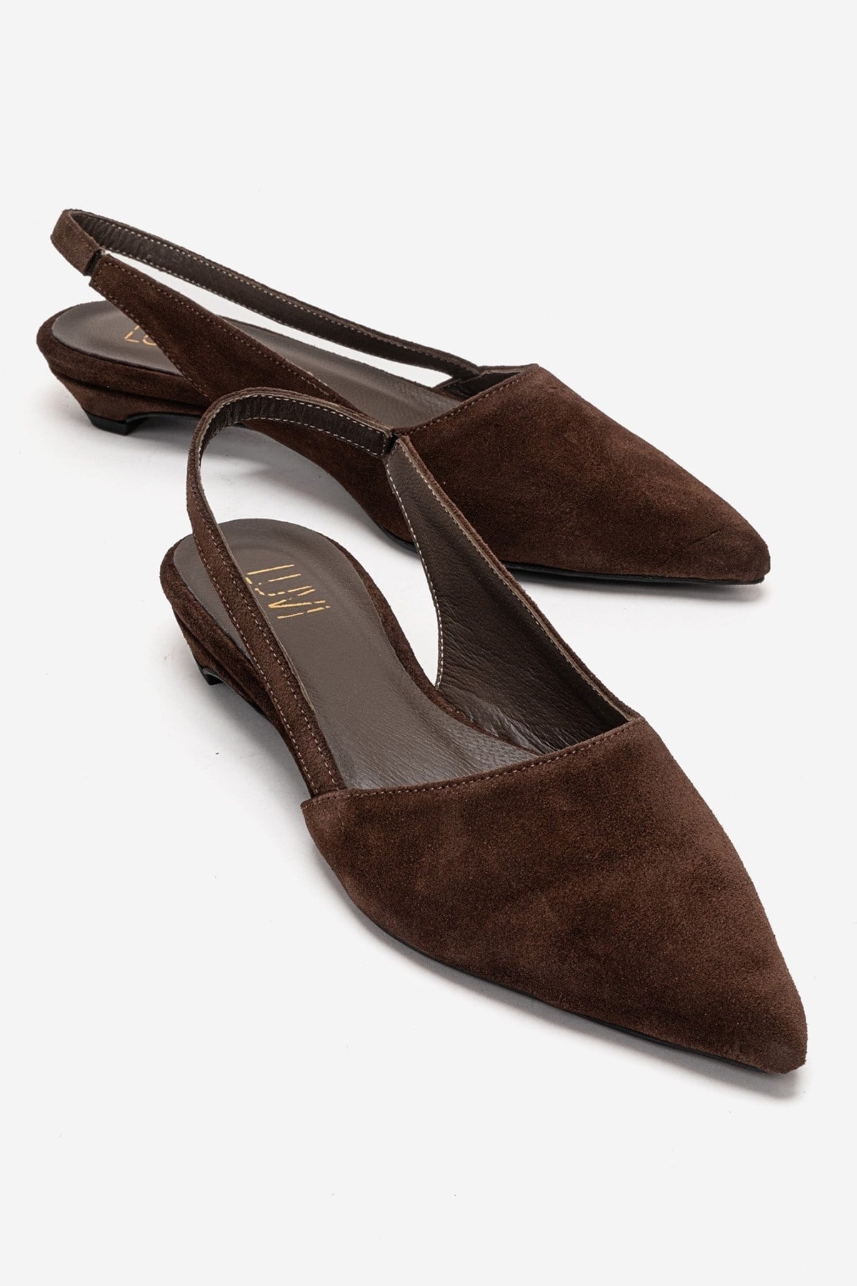 BERLINA - Brown Genuine Suede Leather Low Block Heel Shoe (Women)