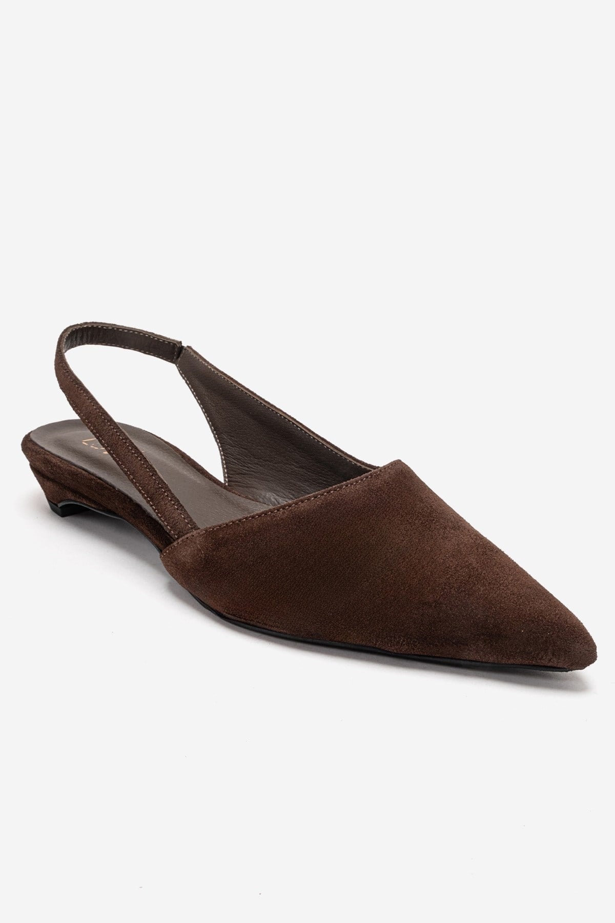 BERLINA - Brown Genuine Suede Leather Low Block Heel Shoe (Women)