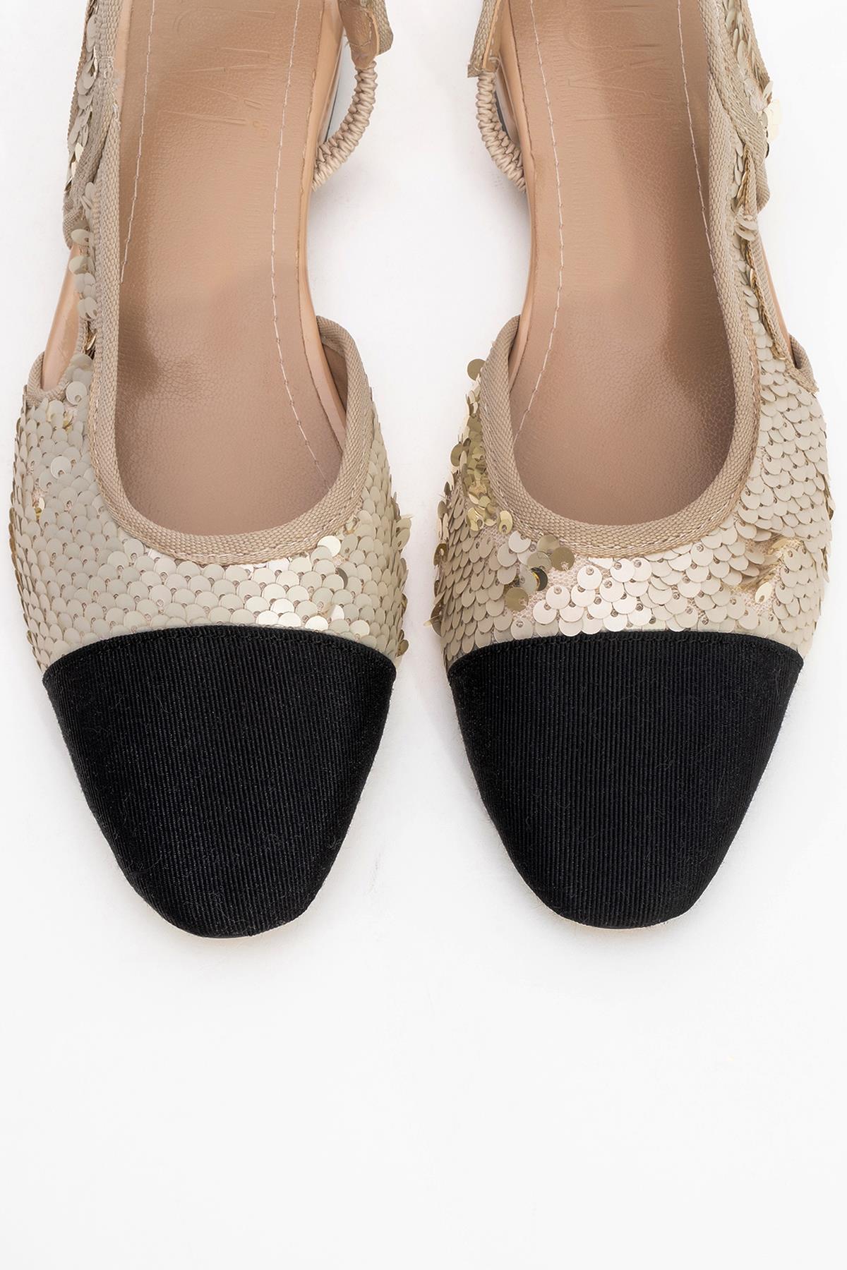 Lujo - Gold Sequin Backless Flat Ballerina (Women)