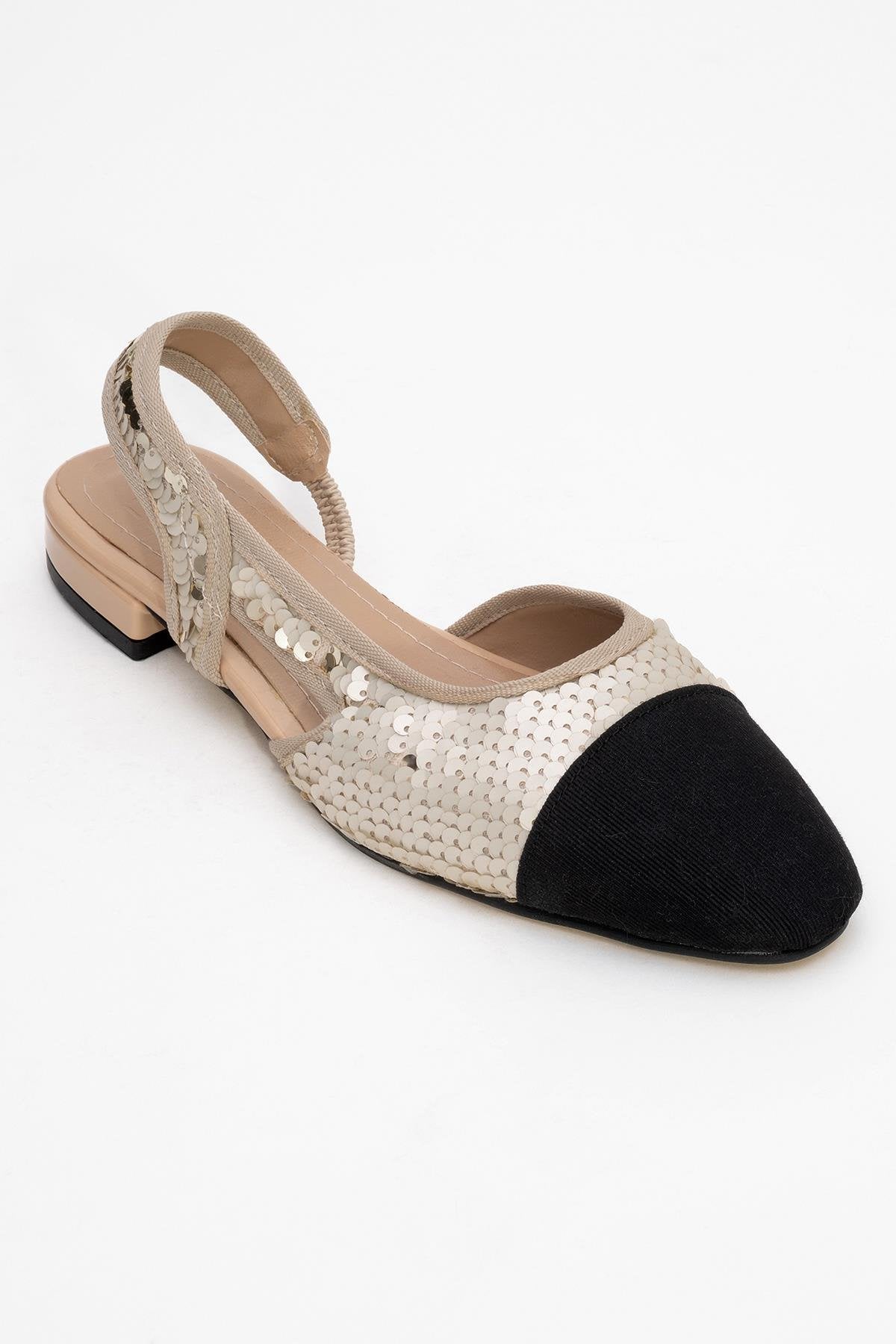 Lujo - Gold Sequin Backless Flat Ballerina (Women)