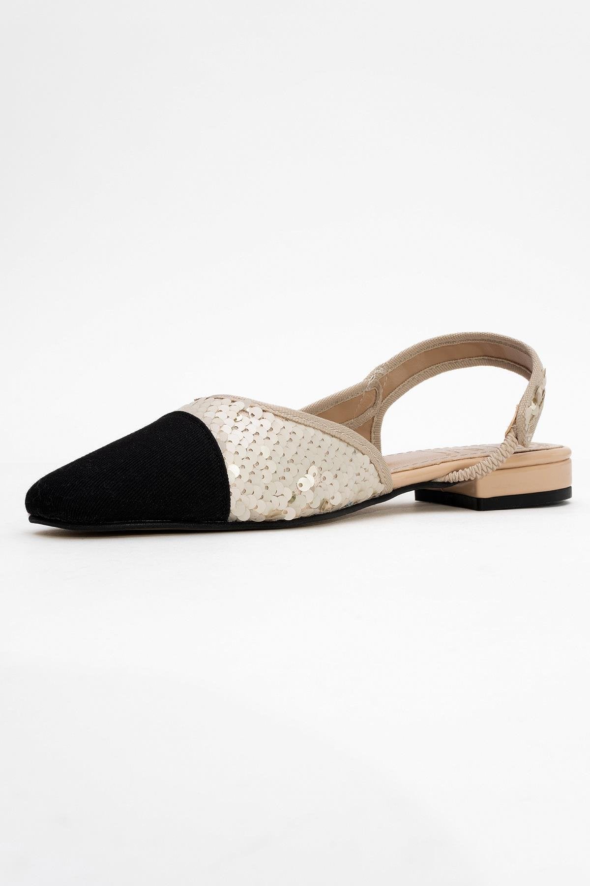 Lujo - Gold Sequin Backless Flat Ballerina (Women)
