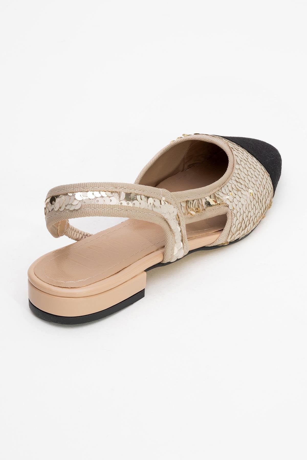 Lujo - Gold Sequin Backless Flat Ballerina (Women)