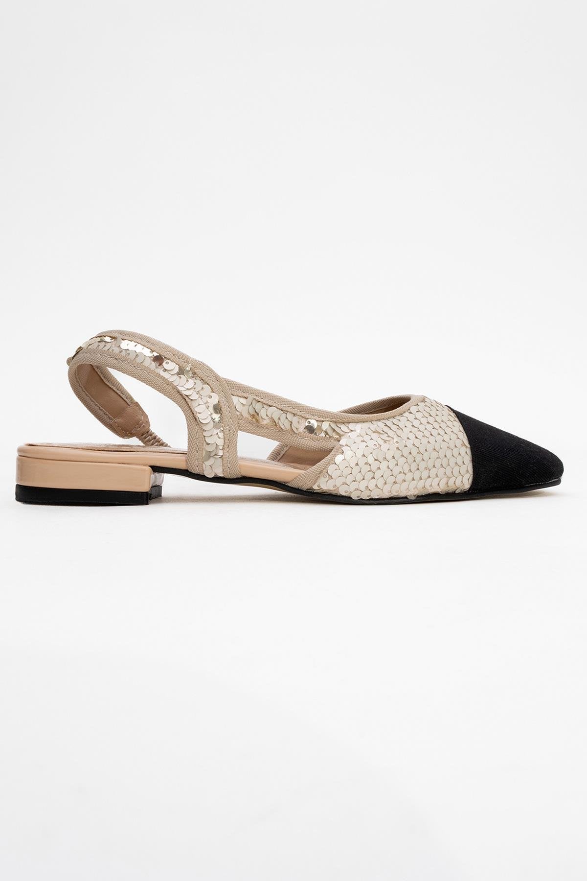 Lujo - Gold Sequin Backless Flat Ballerina (Women)